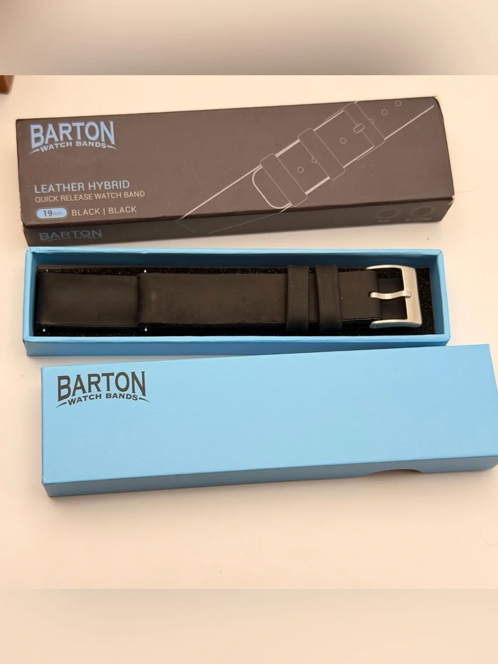 Barton Hybrid Leather Band, 19mm, black
